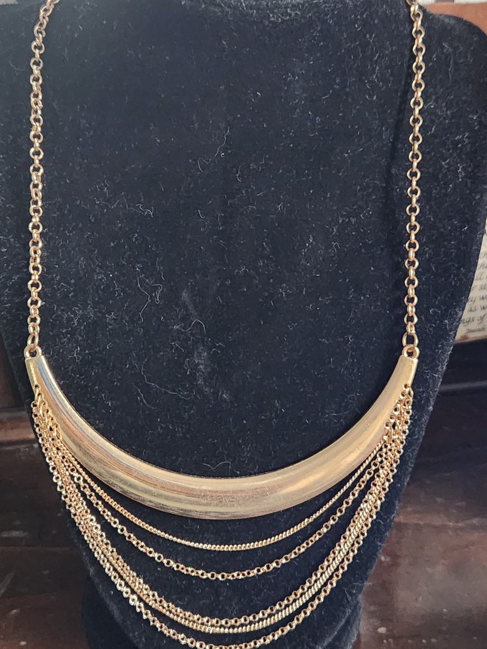 Gold Tone Multi-Chain Crescent Necklace - Women Jewelry